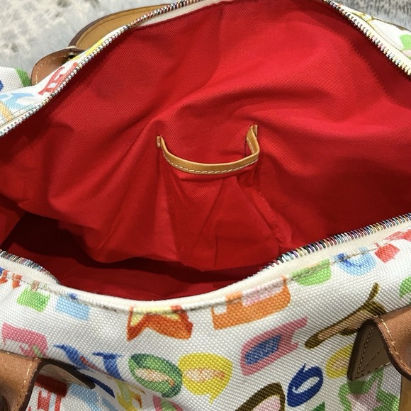 Authentic Dooney & Bourne Signature Logo Multicolor Canvas Duffle Style Bag - Picture 9 of 16